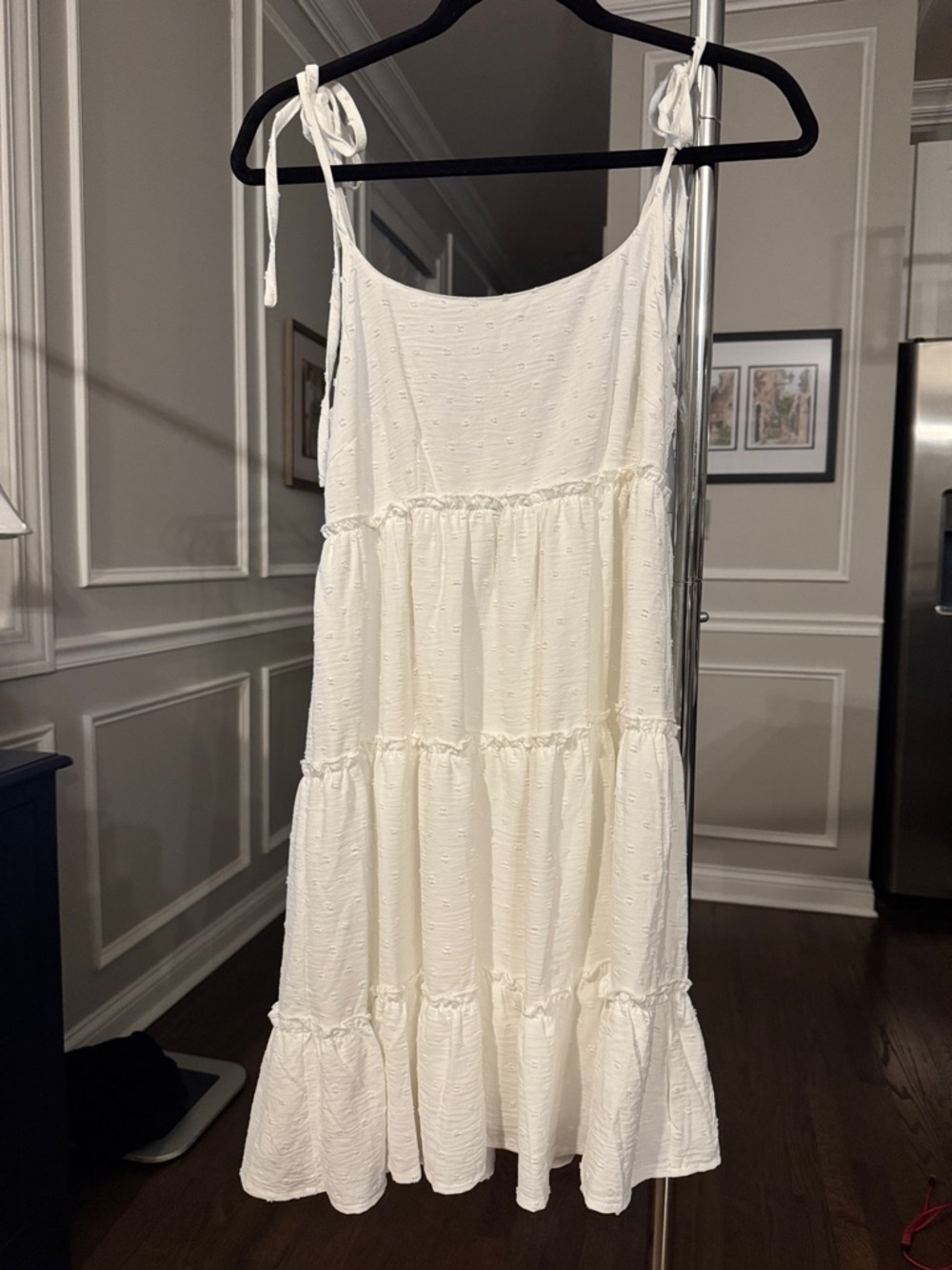 Perfect for holiday or Rush! White Tie-Strap Tiered Sundress